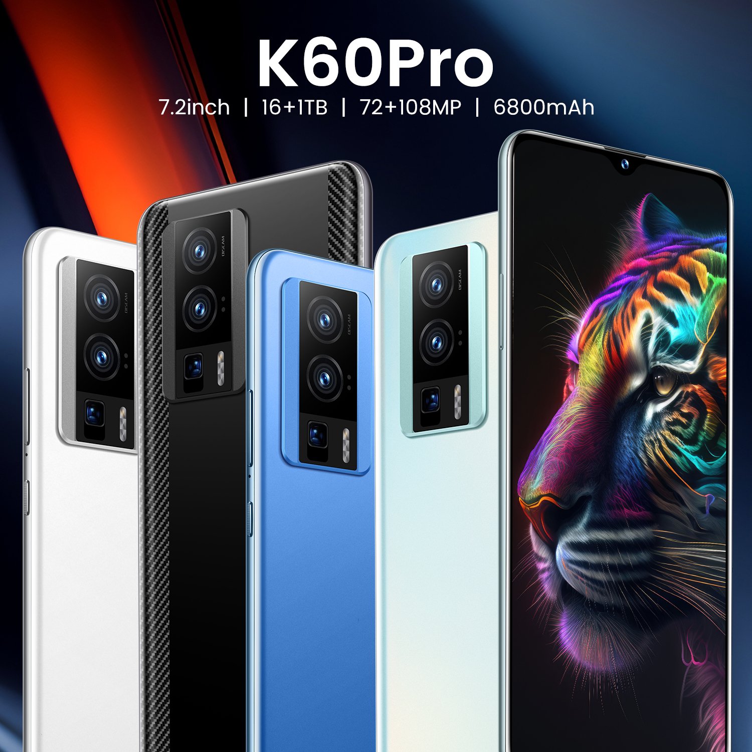 New Arrival Xiao K60 Pro 5G 108MP Camera Mobile Phone 6800mAh 16GB+1TB 7.2inch 5G Smartphone